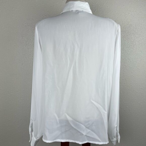 Vintage Laura & Jayme Collection White Button Down Ascot Shirt Size 12 EUC - Picture 7 of 8